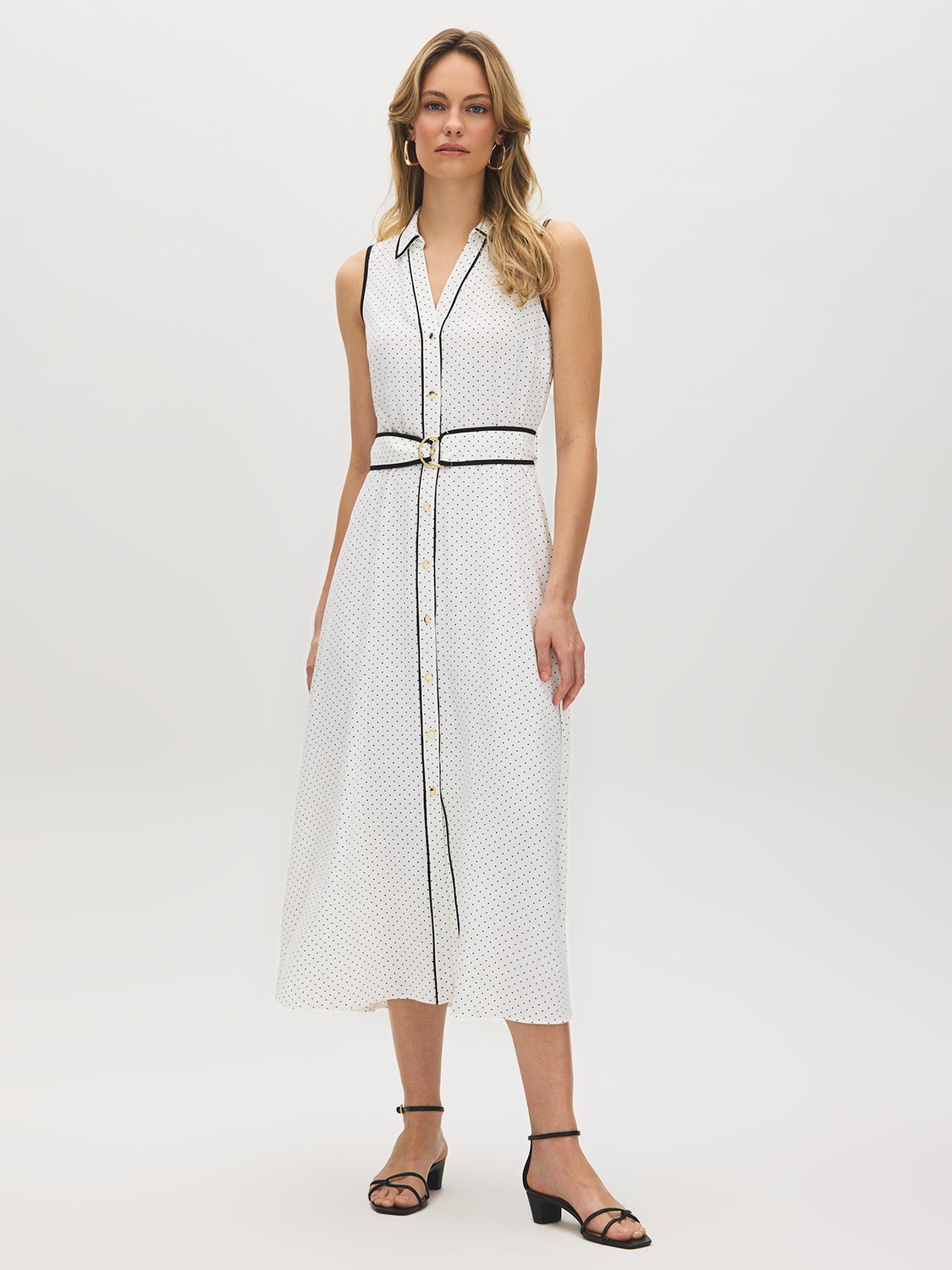 Polka Dot Midi Shirt Dress