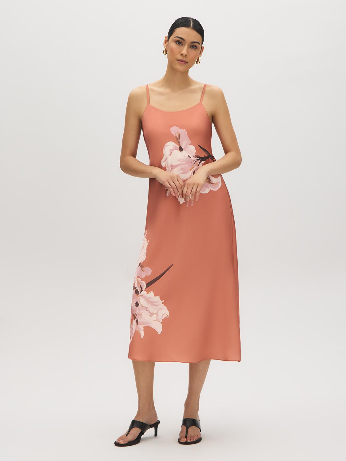 Floral Placement Print Slip Dress