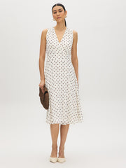 Polka Dot Chiffon Midi Dress