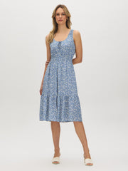 Printed Tiered Midi Dress