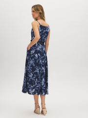 Printed Square Neck Midi Dress