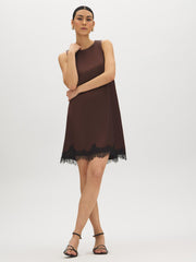 Satin Sheath Lace Hem Dress
