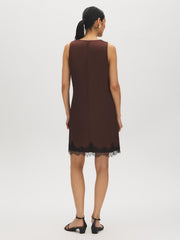 Satin Sheath Lace Hem Dress