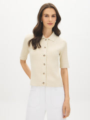 Short Sleeve Cable Knit Cardigan