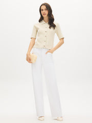 Short Sleeve Cable Knit Cardigan