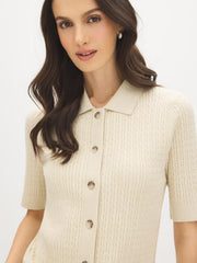 Short Sleeve Cable Knit Cardigan