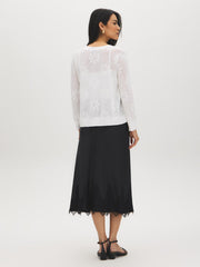 Pointelle Crochet Open Cardigan