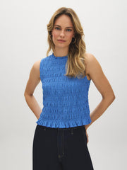 Sleeveless Textured Smocked Top