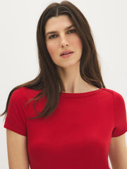 Cap Sleeve Boat Neck T-Shirt