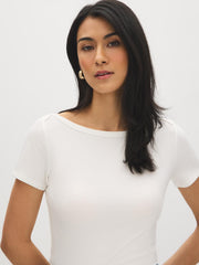 Cap Sleeve Boat Neck T-Shirt