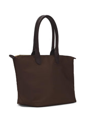 Nylon Tote Bag with Faux Leather Handles