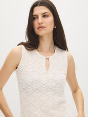 Sleeveless Bubble Lace Keyhole Tank