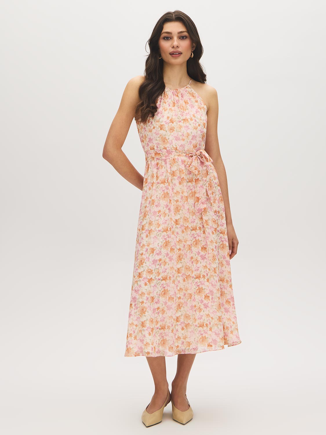 Floral Print Halter Midi Dress