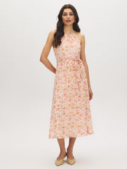 Floral Print Halter Midi Dress