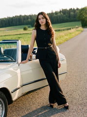 Button-Front Belted Vest