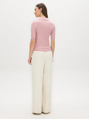 Ribbed Polo Collar Sweater