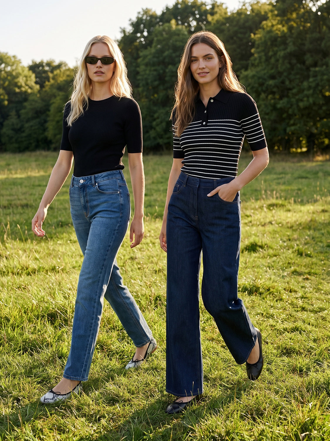 Striped Ribbed Polo Sweater