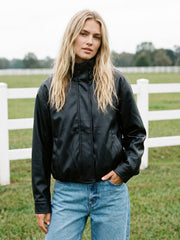 Faux Leather Bomber Jacket