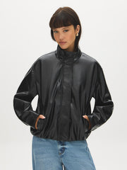 Faux Leather Bomber Jacket