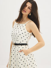 Polka Dot Square Neck Midi Dress