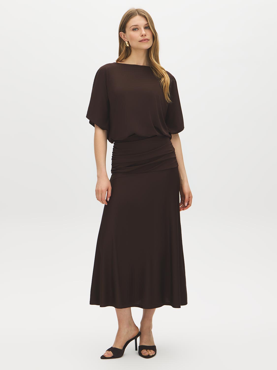 Dolman Sleeve Gathered Waist Dress