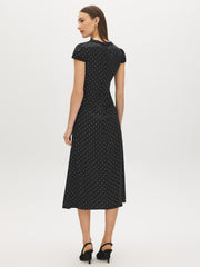 Polka Dot Satin-Like Midi Dress