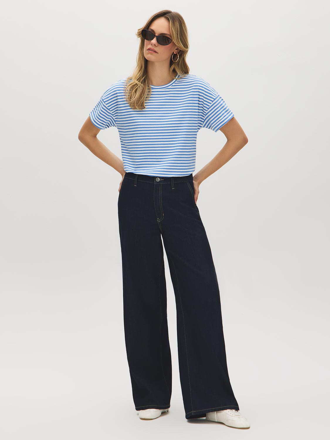 Striped Cotton Crew Neck Tee