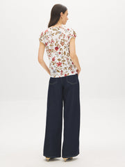 Floral Ruffle Sleeve Top