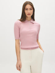 Ribbed Polo Collar Sweater