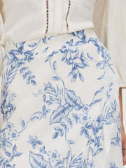 Floral Ruffle High-Low Midi Skirt