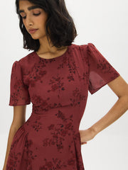 Floral Print Chiffon Midi Dress