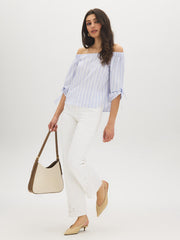 Striped Cotton Off-Shoulder Blouse