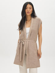 Sleeveless Ribbed Shawl Collar Vest