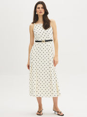 Polka Dot Square Neck Midi Dress