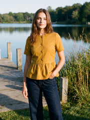 Peplum Button-Front Top
