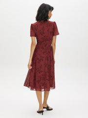 Floral Print Chiffon Midi Dress