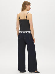 Spaghetti Strap Lace Hem Top