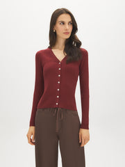 V-Neck Ribbed Cardigan