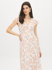 Floral Print Chiffon Midi Dress