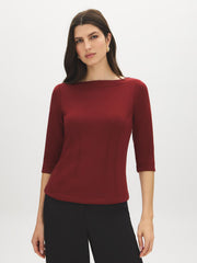 Cloud Fleece Boat Neck Fitted Top