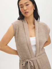 Sleeveless Ribbed Shawl Collar Vest