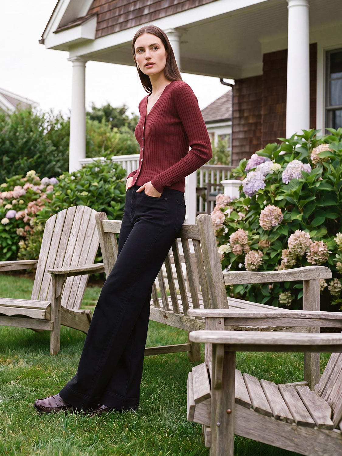 V-Neck Ribbed Cardigan