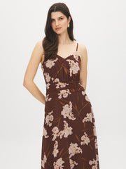 Floral Chiffon V-Neck Midi Dress