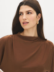 Funnel Neck Kimono Sleeve Top