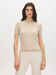 Striped Ribbed Crew Neck Sweater