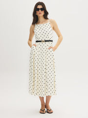 Polka Dot Square Neck Midi Dress
