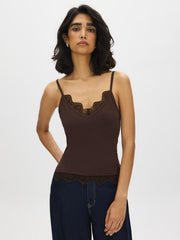 Lace Trim Spaghetti Strap Tank Top