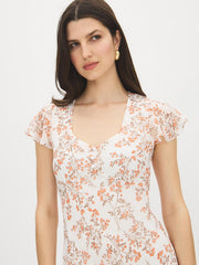 Floral Print Chiffon Midi Dress