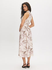 Printed Satin Halter Dress