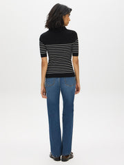 Striped Ribbed Polo Sweater